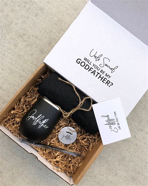 Godfather Proposal Tumbler Cup, Godfather Gift, Asking Godparents Gift, Will You Be My Godfather, Pregnancy Announcement Godparent Proposal. (3k) $18.32. $36.65 (50% off) Sale ends in 5 hours. . Ideas for godfather gifts