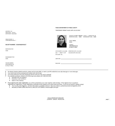 Texas temporary drivers license paper templateBlank texas id s