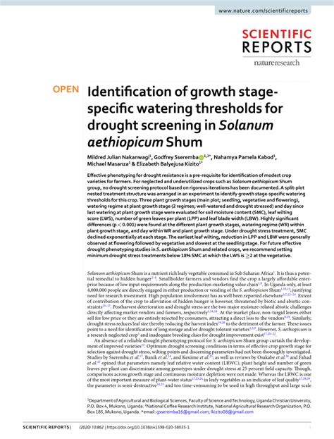 Identification of growth stage-specific watering thresholds