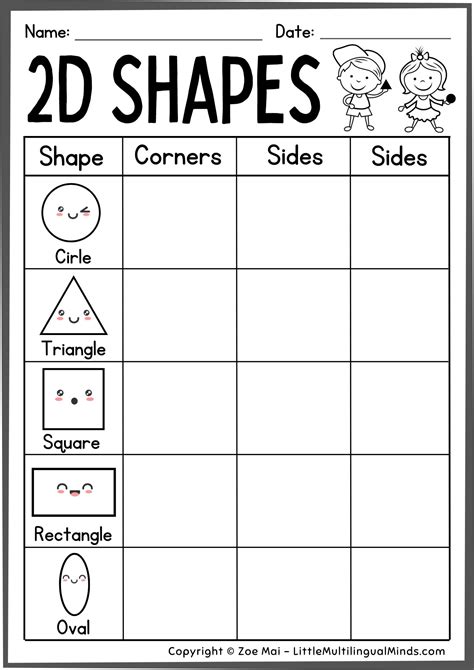Identify 2D Shapes 2D Shapes Practice Sheets for Preschool, PreK