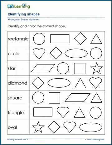 Identify 2D Shapes Worksheet