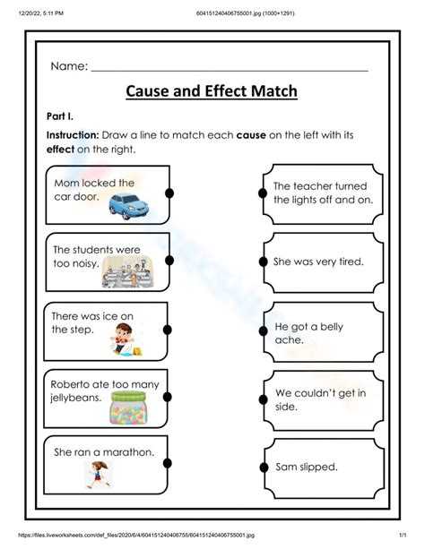 Identify the Cause and Effect Worksheet