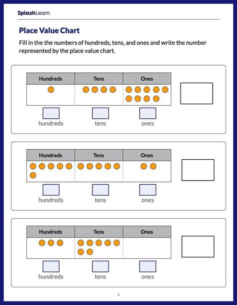 Identify the Number Shown on Place Value Chart Math Worksheets