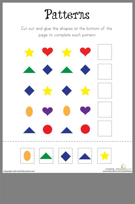 Identifying Patterns Kindergarten Worksheets