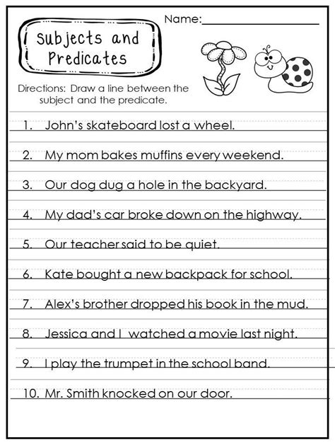 Identifying Subject Predicates and Verbs in a Sentence Etsy