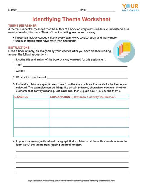 Identifying Theme Worksheets Pdf