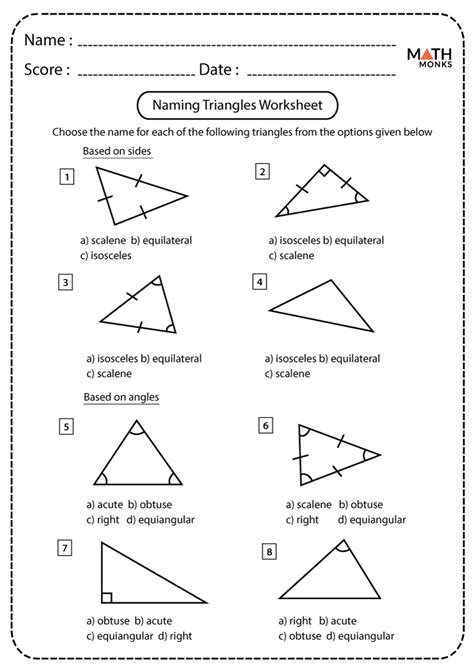 Identifying Types Of Triangles Worksheet