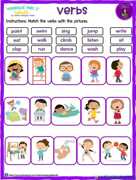 Identifying Verbs Worksheet by Teach Simple