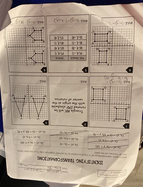 Identifying transformations homework 5 answer key.  If the figure has s...