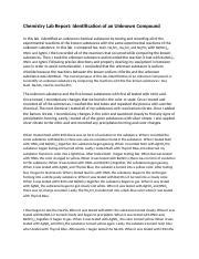 Identifying unknown substances chemistry lab report.  Introduction (Backgroun 2 ...