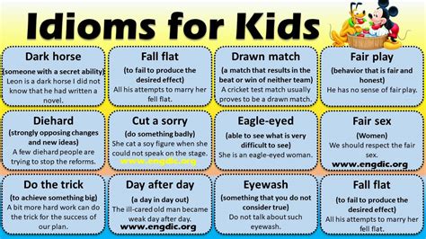 Idioms for kids. Things To Know About Idioms for kids. 