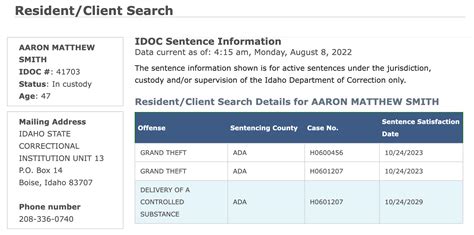 Idoc inmate search idaho.  If you need additional basic record information or copies...
