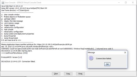 Idrac6 virtual console connection failed.  As I cannot 'downgrade' Java for security r...