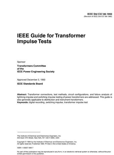 Ieee guide for transformer impulse tests. - Guida allo studio del test di posizionamento spcc.