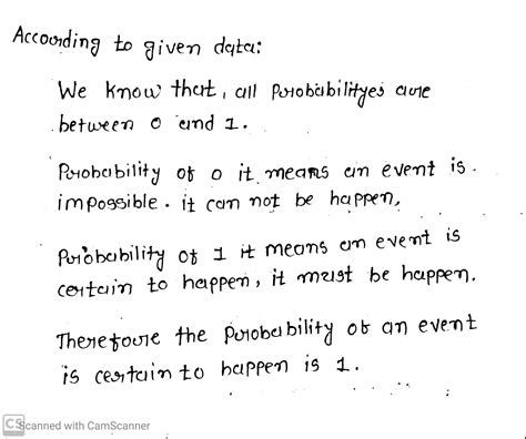 If an event is certain to happen the probability of