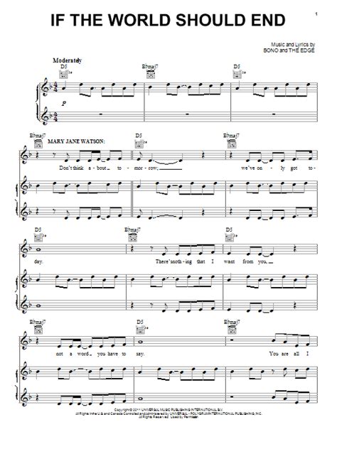 If the World Should End by Bono, The Edge - sheet music on …