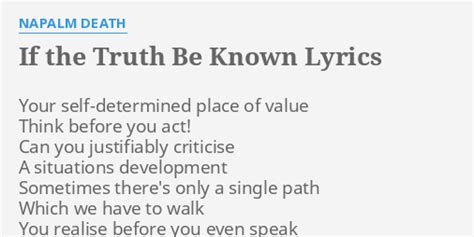 If the truth be known lyrics