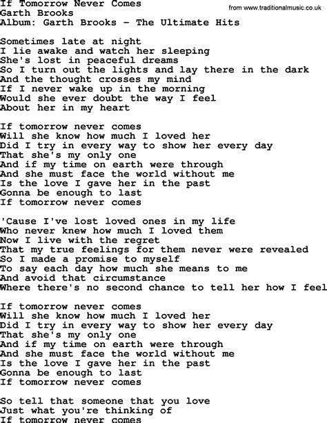 If tomorrow never comes lyrics. Things To Know About If tomorrow never comes lyrics. 
