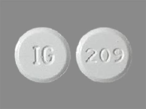The following drug pill images match your search criteria. Search Results. Search Again. Results 1 - 1 of 1 for " 209 IG White and Round". 1 / 5. IG 209. Terbinafine Hydrochloride. Strength. 250 mg.. 