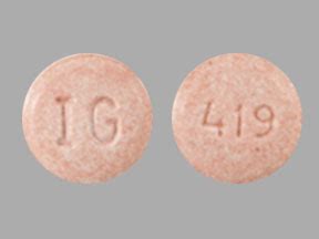 Ig 419 pill. Pill with imprint I G 319 is White, Oval and has been identified as Benztropine Mesylate 1 mg. It is supplied by Camber Pharmaceutical, Inc. Benztropine is used in the treatment of Extrapyramidal Reaction; Parkinson's Disease and belongs to the drug class anticholinergic antiparkinson agents . FDA has not classified the drug for risk during ... 
