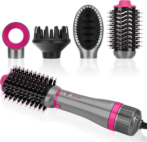 Ig inglam 4-in-1 blowout brush. IG INGLAM MegaAIR Styler, 1 machine multi-purpose, easy to meet a va... riety of styling purposes, curly hair-blow-dry-smooth-hair fluffy Professional-level hairdressing kits are used in professional hair salons and salons while meeting the various styling needs of family members. ️ 🔥 Three fashionable color designs, the overall fashionable, and exquisite appearance design, to meet your ... 