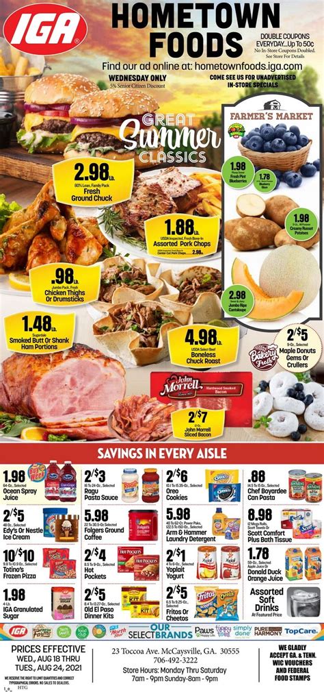 IGA - current weekly ads. 05/15 - 05/21/2024. IGA. Grocery. 05/15 - 05/21/2024. IGA. Grocery. 05/08 - 05/14/2024. IGA. Grocery. ... Promotions are time-limited and the expiration dates can be found in the weekly ads or until stocks run out. Weekly ads are for information purposes only. Prices may vary depending on the shop location.