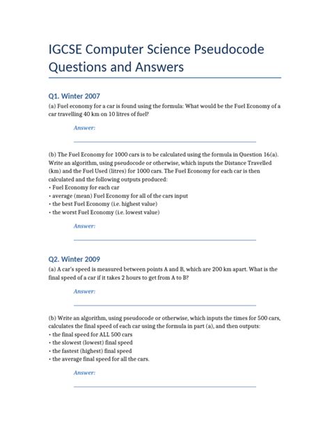 Igcse computer science pseudocode questions and answers.  Explore an advanced IG...