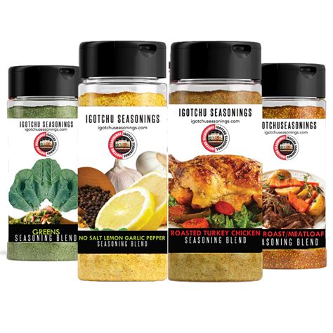 Chef Carmen blends her Igotchu Seasonings fresh, by hand for robust and rich flavor. Her Gourmet Lemonades are extraordinary and refreshingly delicious! Choose from 31 freshly ground and blended seasonings to take your cooking up 12 to 13 notches, and wash it all down with peach, watermelon, or pineapple lemonade!. 