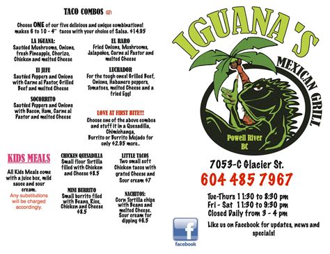 Iguana Menu