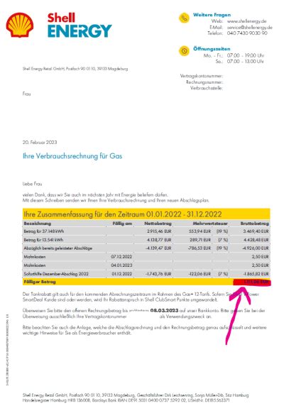 Ihre Gasrechnung im Überblick - Shell Energy