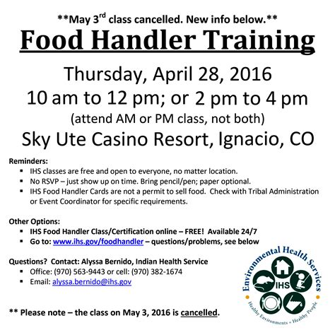 G On-site & Computer Based Food Handlers Training. Sessions 