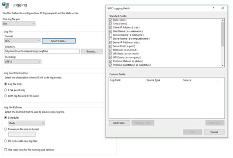 Iis log format example.  <- very important! Ensure the StagingPool has access...