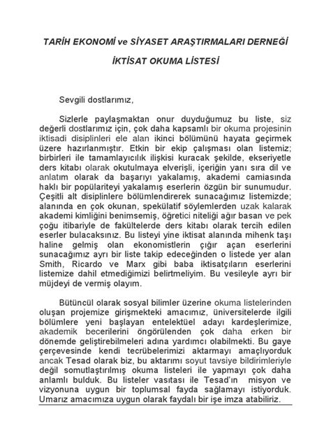 Iktisat Okuma Listesi PDF Scribd.