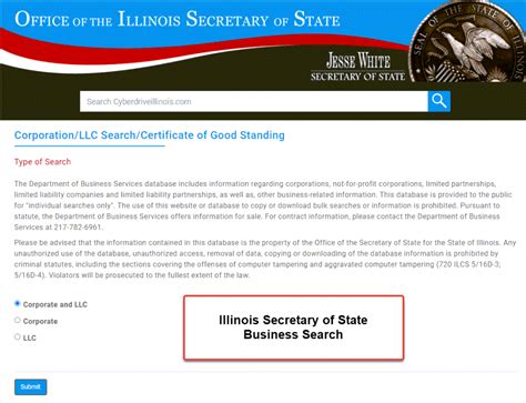 Il secretary of state business entity search. Search. Tax ID. Use the 11-digit Comptroller's Taxpayer Number or the 9-digit Federal Employer's Identification Number. OR. Entity Name. OR. File Number. Use the File Number assigned by the Texas Secretary of State. 