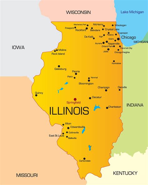 Illinios map. Illinois ( englische Aussprache [ˌɪləˈnɔɪ̯] ) ist ein Bundesstaat der Vereinigten Staaten von Amerika. Er liegt im Mittleren Westen und grenzt im Nordosten an … 