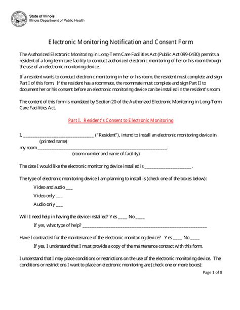Illinois Electronic Monitoring Notification and Consent Form Download
