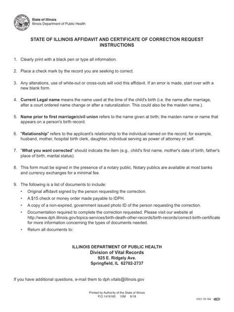 Illinois birth certificate correction.  Section 500.  What You Will Nee...