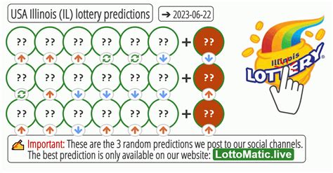 Illinois lottery predictions. Illinois (IL) lottery predictions on 4/20/2022 for Pick 3, Pick 4, Lucky Day Lotto, Lotto, Powerball, Mega Millions. 