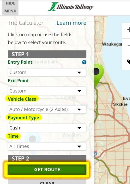 Illinois tollway trip calculator. Use the Canada Toll Calculator App! See total trip cost breakdown - tolls, fuel and other charges, tags - MACPASS, StraitPass, A30 Tag - toll plaza, toll discounts. Travel on the cheapest or the fastest routes to your destination. For all vehicles - car, truck (2 axle to 9 axle), EV, RV, bus, motorcycle - across US Canada highways, toll roads ... 