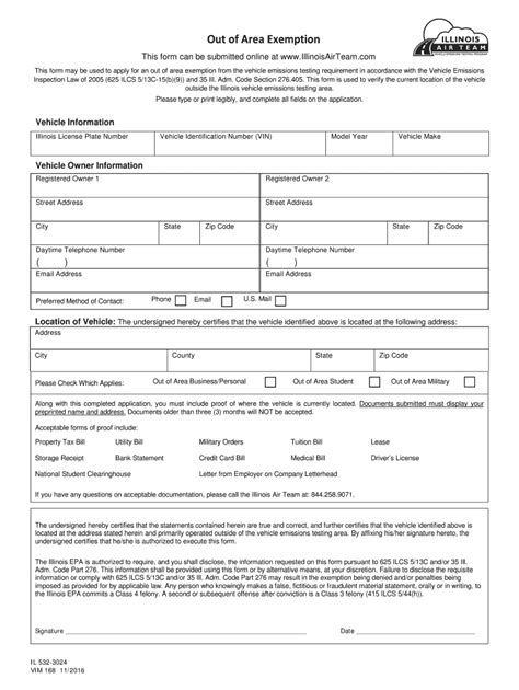Out of State Compliance This form can be submitted online at www.IlinoisAirTeam.com IL 532-3023 VIM 164 Rev. 03/2018 This form may be used to provide proof of compliance with the Vehicle Emissions Inspection Law of 2005 (625 ILCS 5/13C) for a vehicle that has been. 