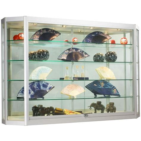 Illuminated Wall Retail Showcase Silver Frame w/Angled Sides