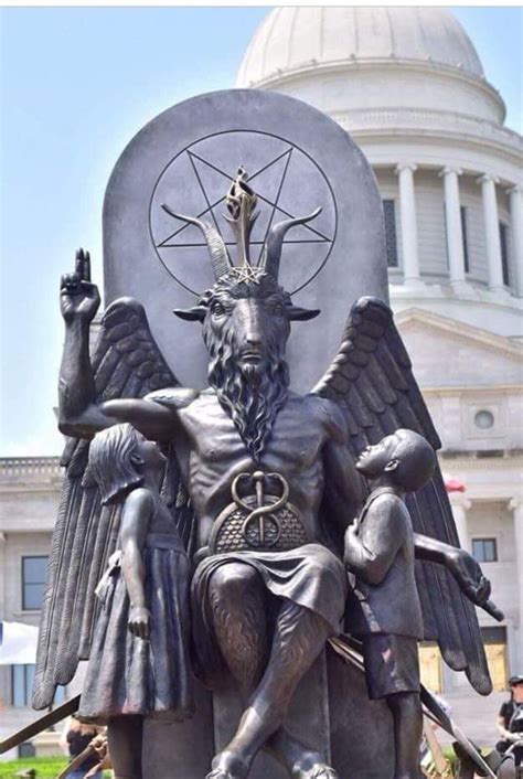 Illuminati statue. Therefore, the weird appearance of the 66-foot by 23-foot sculpture has spawned several conspiracy theories. According to some of the conspiracy aficionados, the statue depicts Baphomet, a deity that the Knights Templar allegedly worshiped and became the main symbol and idol in the occult, pop star art and Illuminati symbolism. 