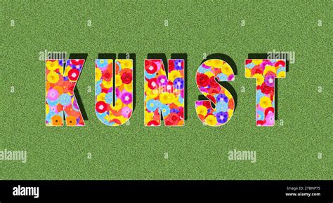Illustration, lettering, german word Kunst, Art, with colored, colorful