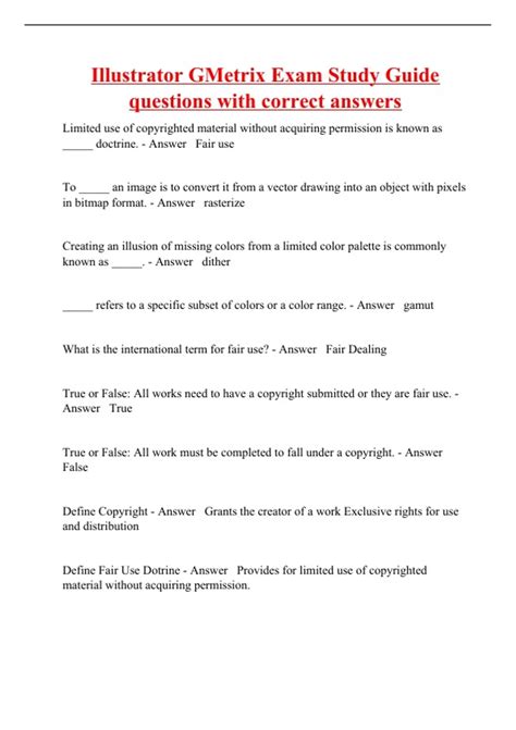 Illustrator GMetrix Exam Study Guide questions with correct answers