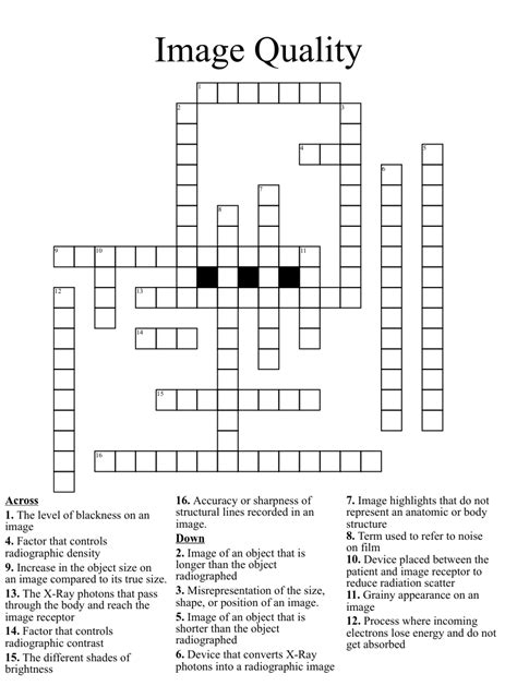 Image Quality Crossword WordMint