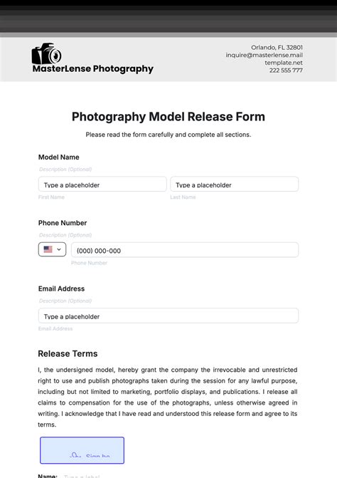 Image Result For Photography Model Release Form Print Release Model Release Form