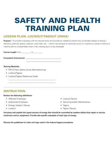 Image result for safety training plan examples