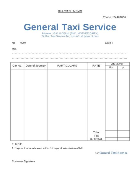 Image result for taxi bill format Invoice format in excel, Memo