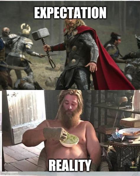 Image tagged in expectation vs reality,thor Imgflip