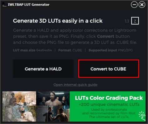 Image to lut generator. CUBE file This name will be embedded inside the .  Use the lates...